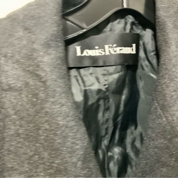 Louis Feraud dark grey wool blazer lace detail jacket fully lined 2 pocket sz 10 - Picture 3 of 8